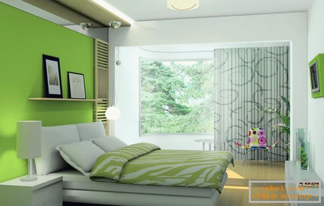Schlafzimmerdekoration in hellgrüner Farbe