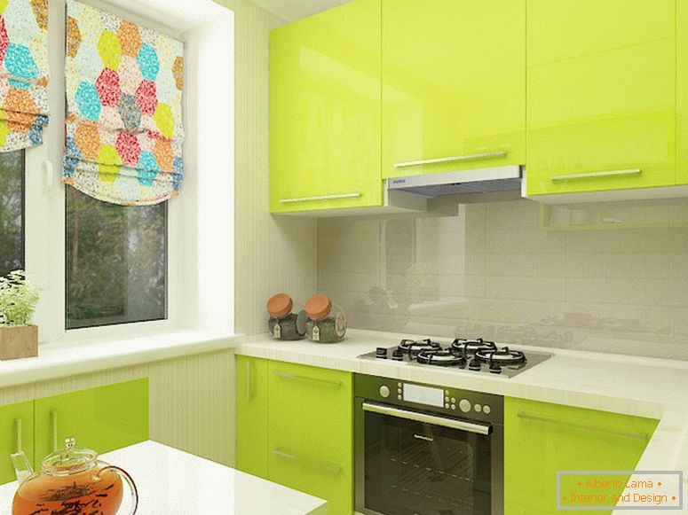 Beispiel der Innenarchitektur einer kleinen Küche auf dem Foto