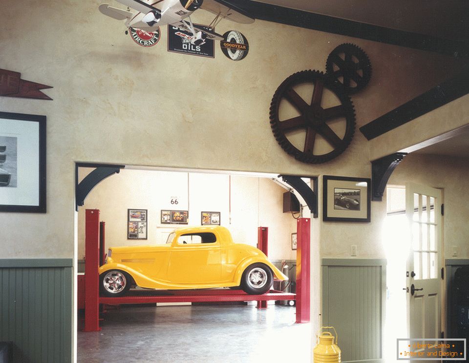 Innenraum der Garage im Retro-Stil