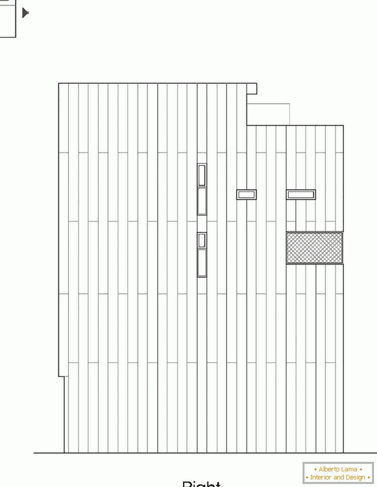 Projekt der Fassade eines kompakten Hauses