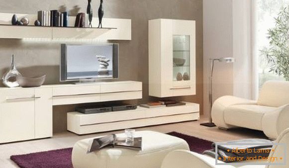 Modulare weiße Wohnzimmermöbel in einem modernen Stil