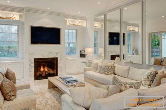 Weiße Möbel für das Wohnzimmer - Foto des eleganten Innenraums