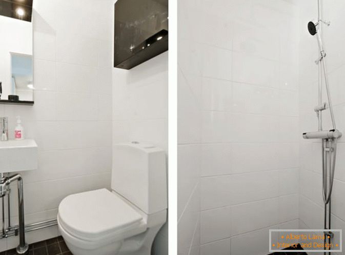 Badezimmer Studio-Apartment in weißer Farbe