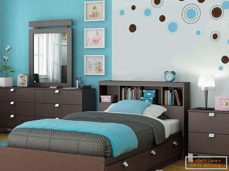 Schlafzimmer Dekor in türkis Farbe