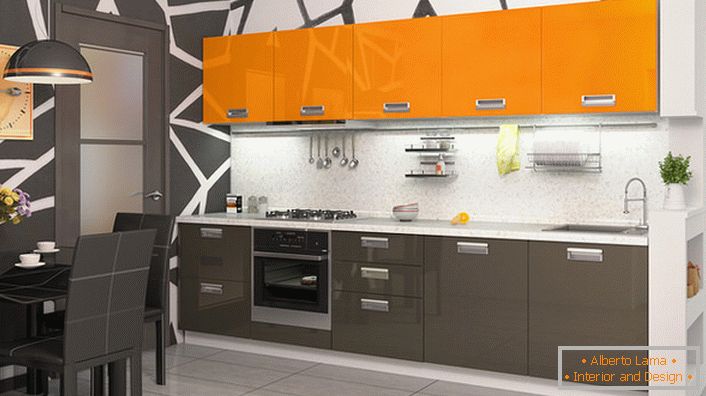 Modulare Küchengarnituren in orange - die ideale Lösung für die Organisation eines gemütlichen, warmen Innenraums.