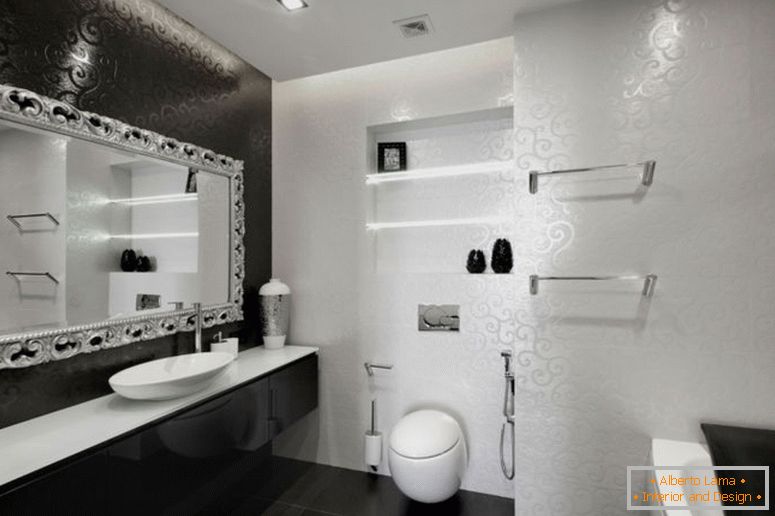 enchanting-white-wall-painted-Badroom-with-free-standing-vanities-also-built-shelves-cabinet-over-toilet-as-decorate-small-space-mens-black-and-white-Badroom-decoration-ideas-2