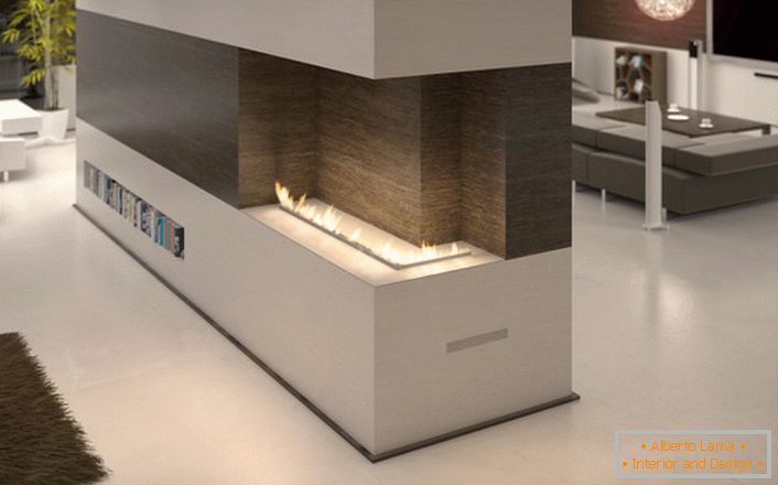 Das Design des Fackelrohr-Bio-Kamins ermöglicht es dem Designer, den Kamin ergonomisch im Wohnzimmer einzurichten.