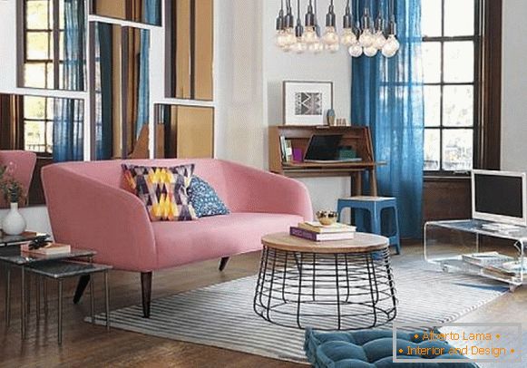 Das moderne Design des Wohnzimmers in den Farben von 2016
