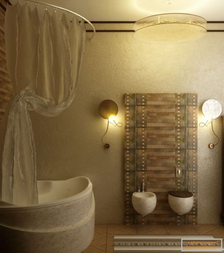 Bad-Ideen-mit-Boden-Fliesen-und-einzigartige-Badewannen-Form-auch-Vorhang-und-montiert-WC-auch-Wand-Lampen-und-Lagerschrank-auch-Pendelleuchten-fesselnd-klein- Badezimmer-Design-Pläne-840x949