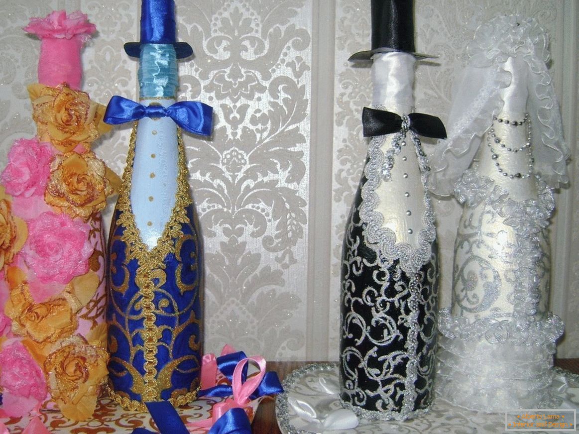 Flaschen in Shibori-Technik
