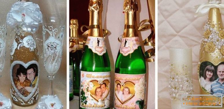 Hochzeitsflaschen mit Fotos verzieren