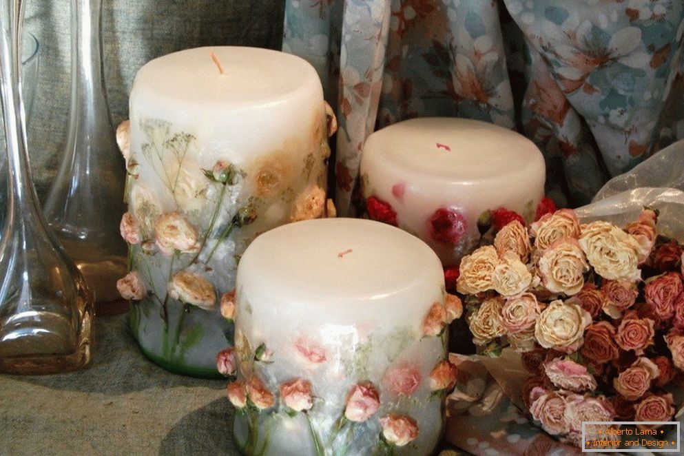 Dekor für Kerzen сухоцветами
