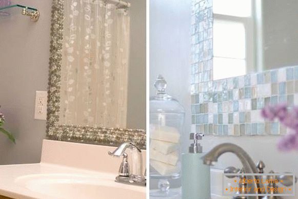 Wie man die Wände im Badezimmer schmückt - das Dekor des Spiegels ist Mosaik