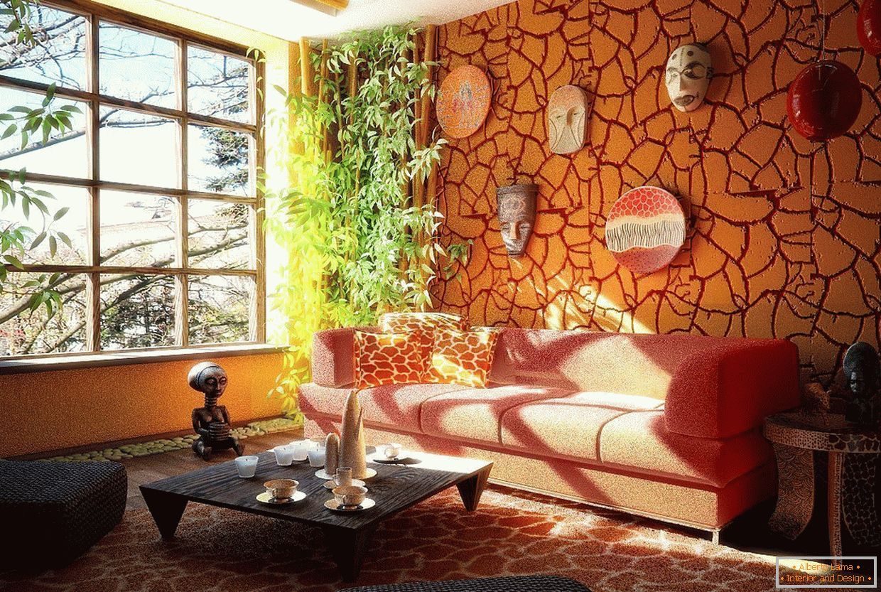 Orange dekoratives Pflaster в дизайне гостиной