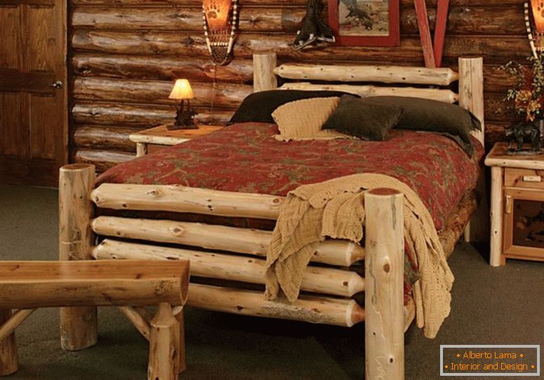 Land-rustikal-rustikal-im-Möbel-Stil-verwendet-natürlich-Block-Bäume-Look-in-Bettstatt-und-Bank-auch-Nachttisch-und-Wand-Interieur-Dekoration