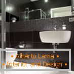 Badezimmerdesign in Schwarz mit weißem Boden