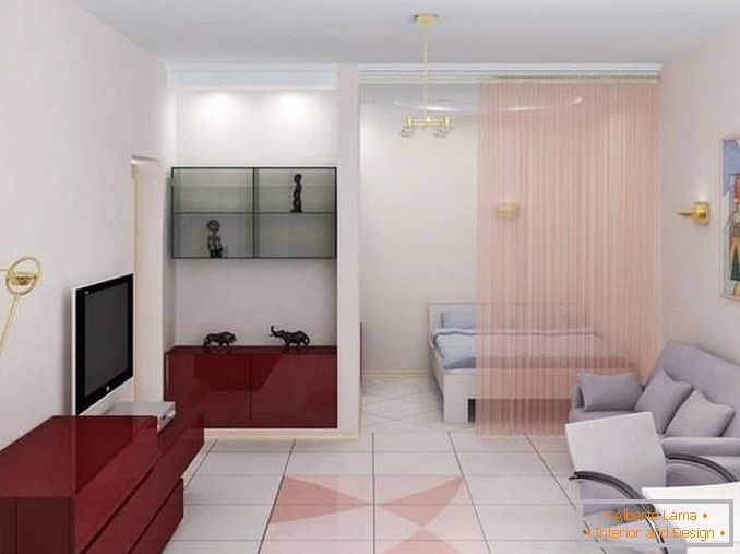 Design der 1-Zimmer-Wohnung von Chruschtschow mit einem separaten Schlafzimmer