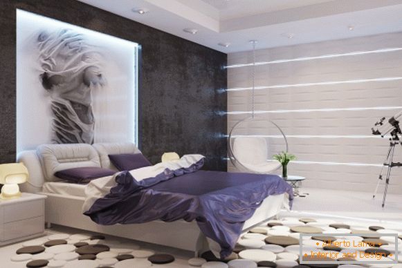 Stilvolles Design des Schlafzimmers eines Privathauses mit eigenen Händen
