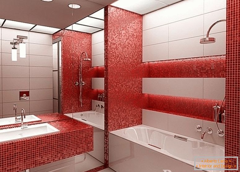 Rotes Mosaik im Badezimmer