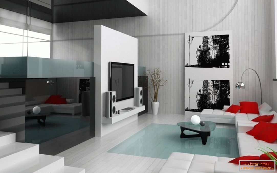 Heller Boden im Wohnzimmer im minimalistischen Stil