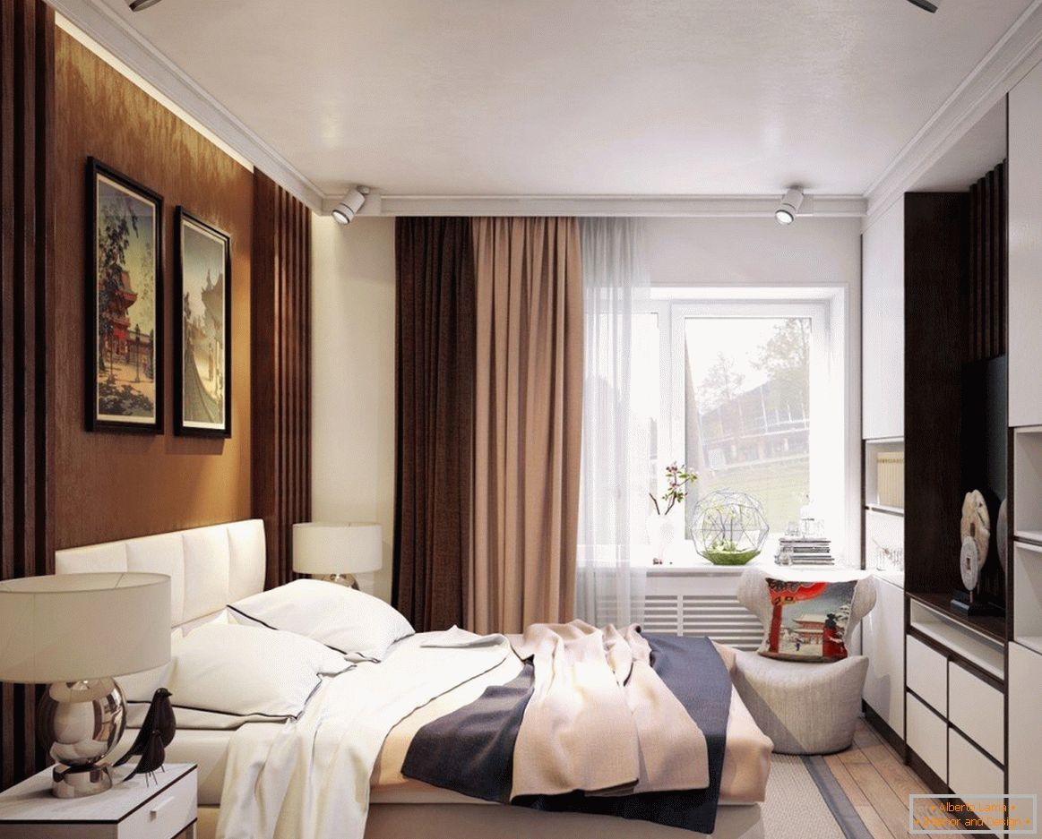 Schlafzimmer in braun-beigen Tönen