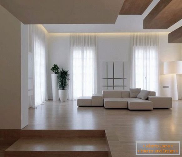 Modernes Design eines Wohnzimmers in einem privaten oder Landhaus