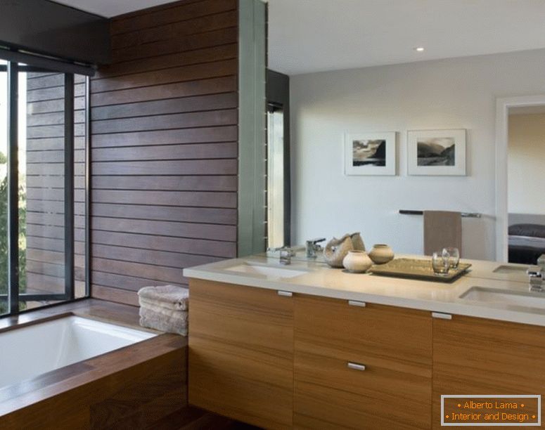 decoration-ideas-interior-adorable-ideas-in-decorating-Badezimmer-Interieur-Design-with-cherry-wood-bath-vanity-and-under-mount-sink-with-chrome-faucet-also-rectangular-soaking-bathtub-in-parquet-floori