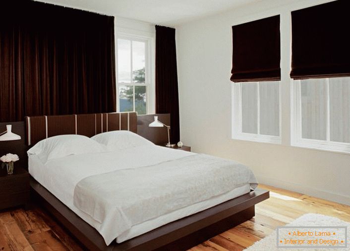 Schlafzimmer Wenge mag keine Exzesse, so dekorative Elemente sollten ein Minimum sein. 