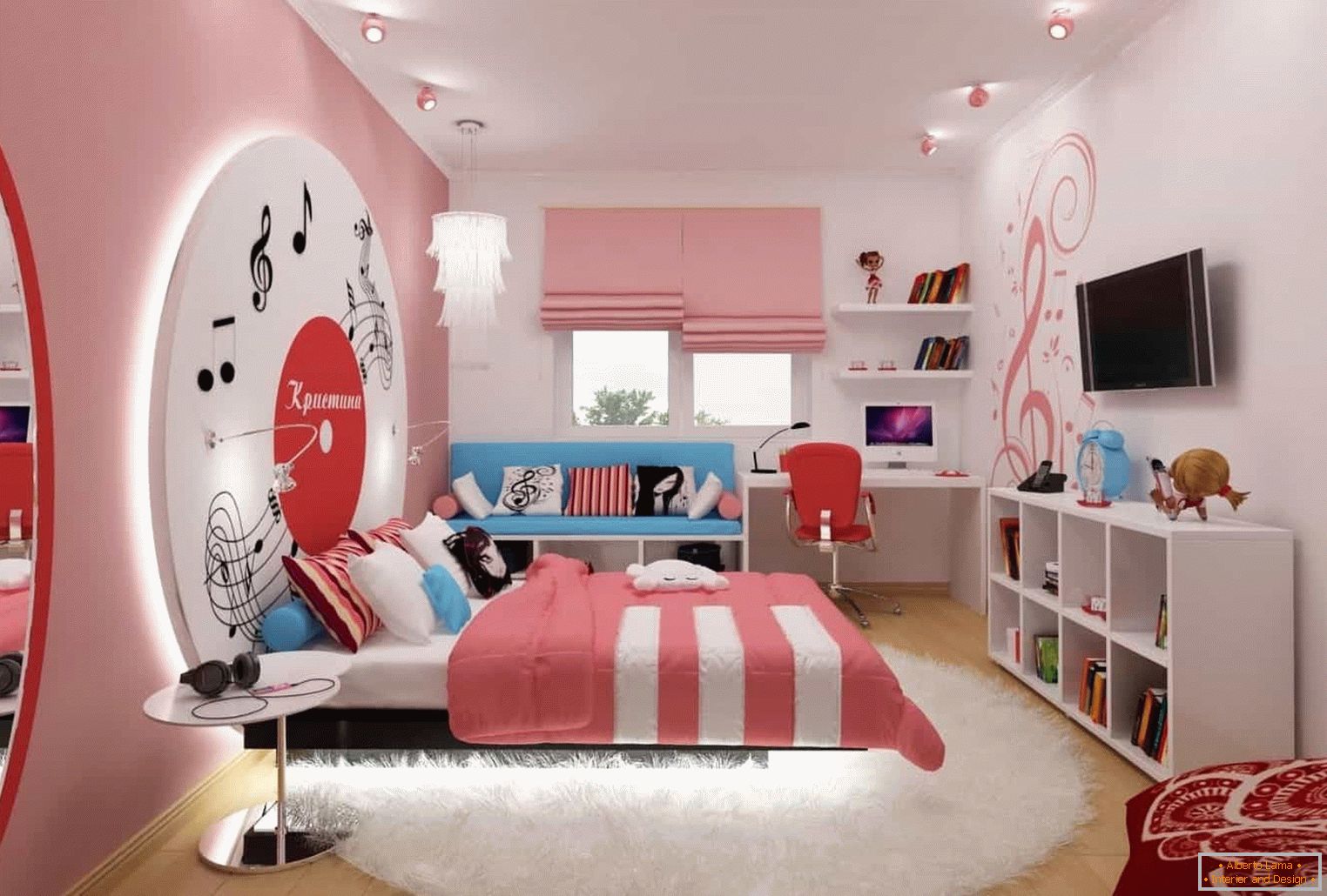 Zimmer in rosa Tönen