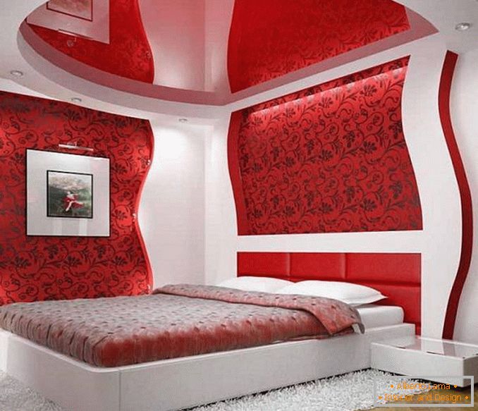 rotes weißes Schlafzimmerdesign, Foto 14