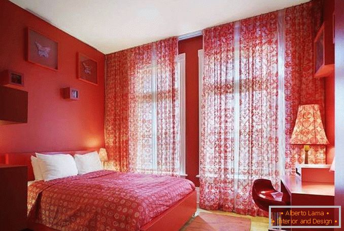 rotes weißes Schlafzimmerdesignfoto, Foto 16