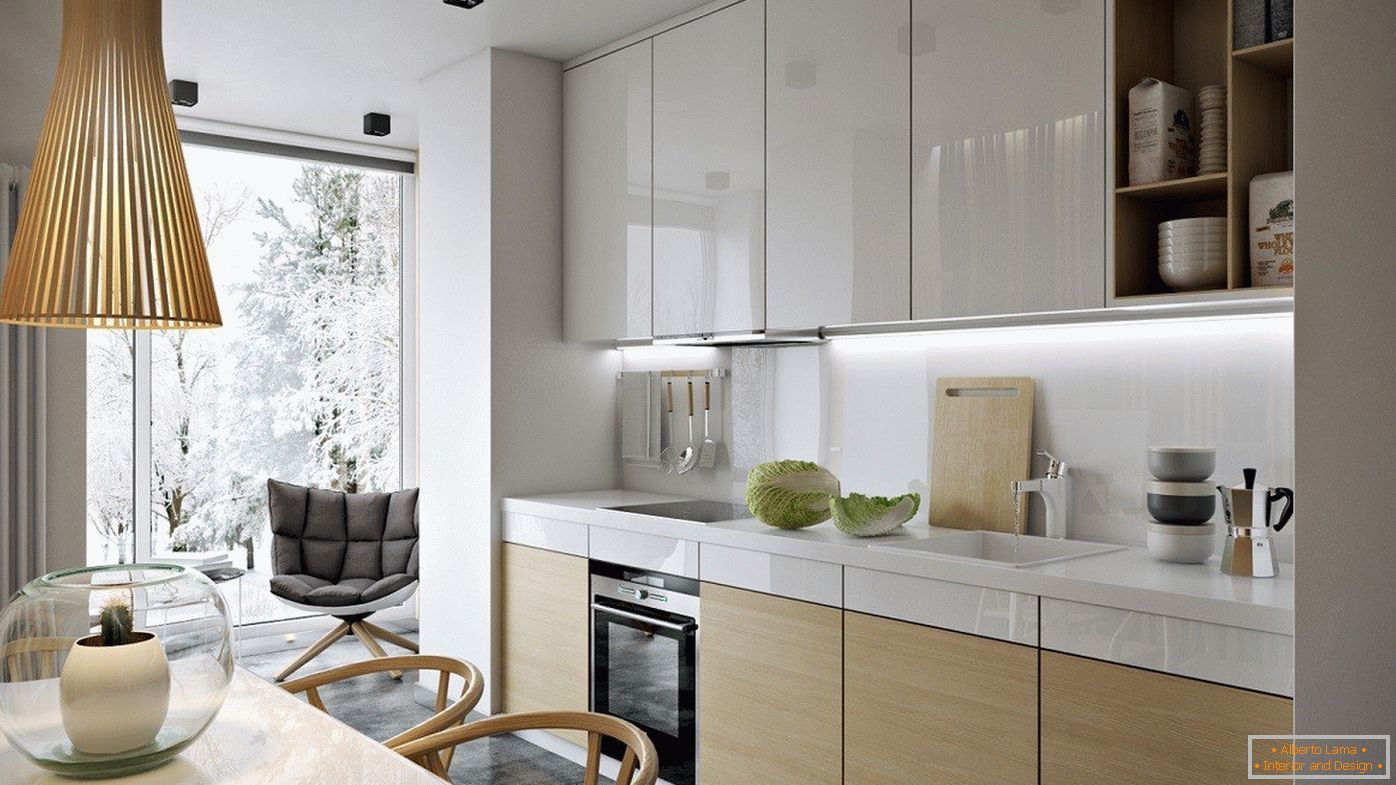 Lineare Küche с панорамным окном