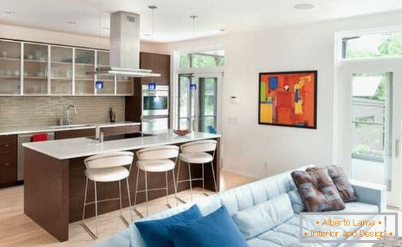 Küche Design Wohnzimmer mit Zoning, Foto 17