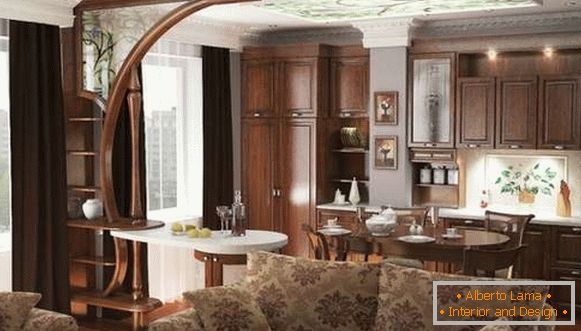 Design des Wohnzimmers kombiniert mit Küche, Foto 45