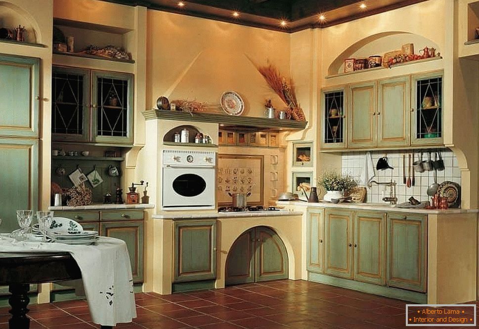 Große Küche im rustikalen Stil