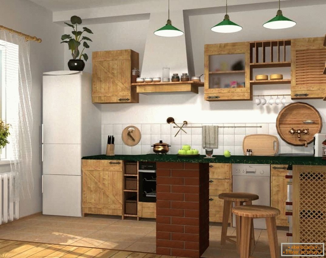 Geräumige Küche mit Holzfassaden