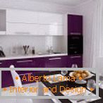 Küchenmöbel mit weiß-violetter Fassade