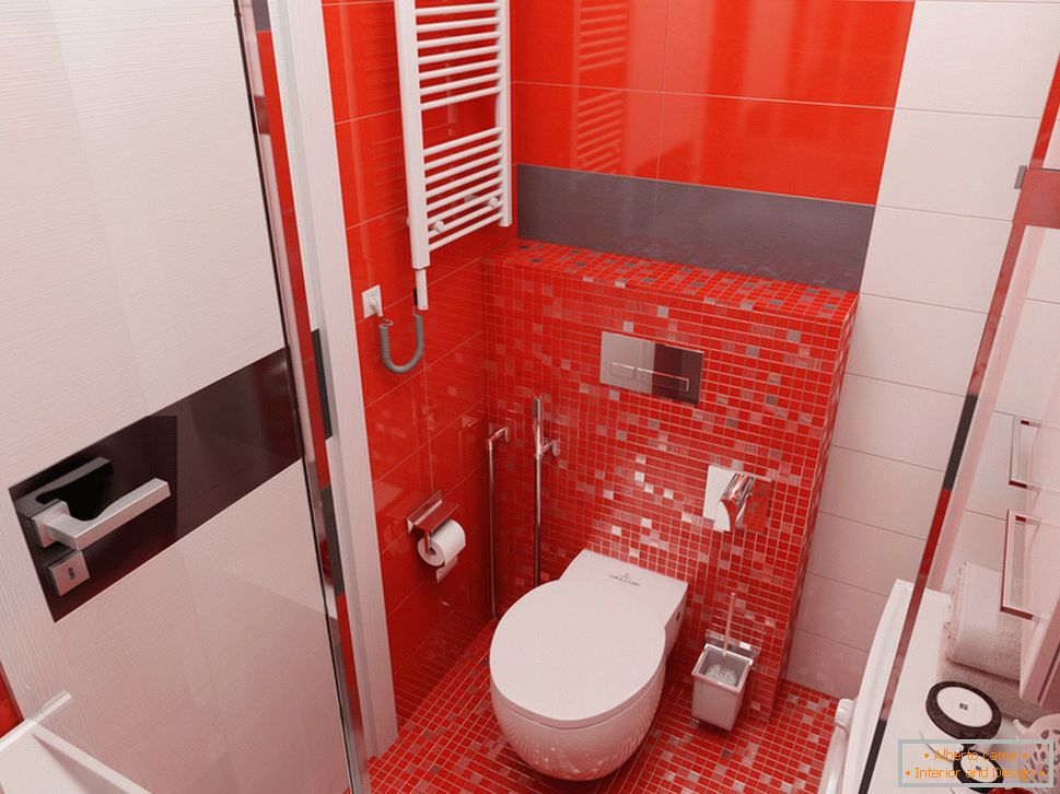 Badezimmerdesign mit roten Akzenten