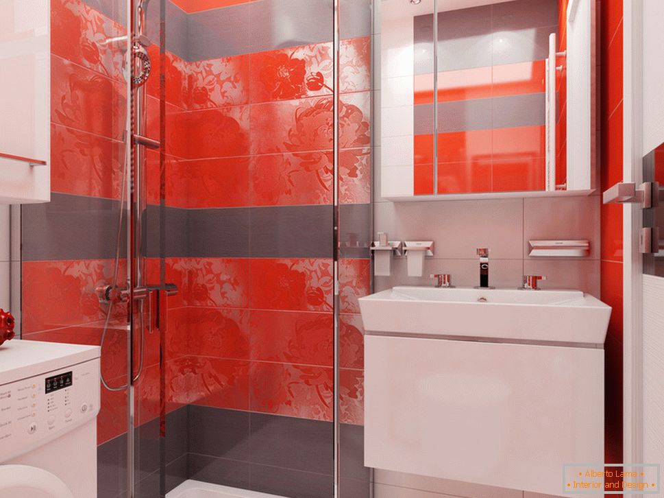 Badezimmerdesign mit roten Akzenten - фото 2