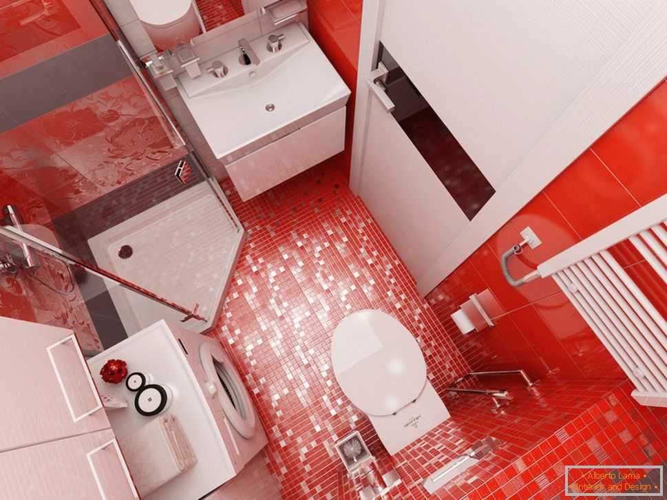 Badezimmerdesign mit roten Akzenten - фото 4