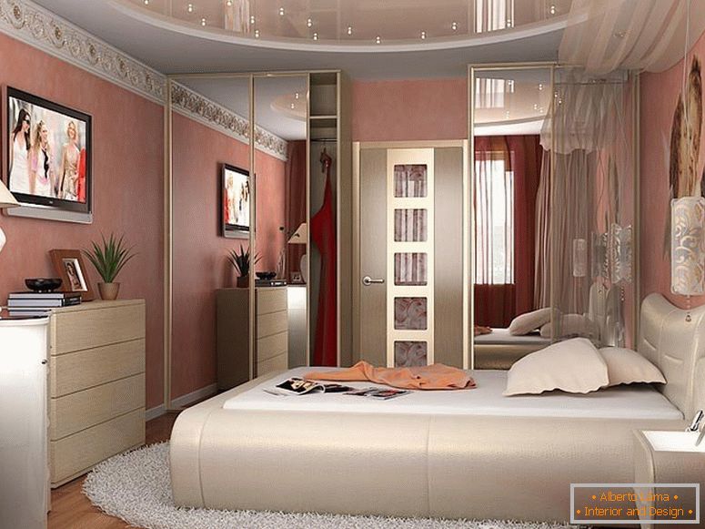 Schlafzimmer mit rosa Wänden