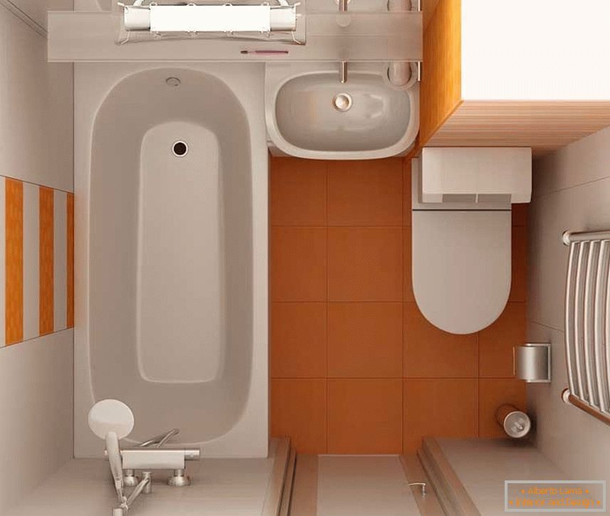 Orange-weißes Badezimmer