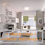 Apartment-Design in Weiß- und Grautönen