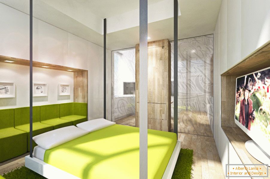 Wohnung Design Transformator: Bett im Wohnzimmer