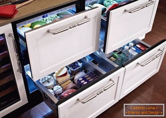 Design einer kleinen Küche mit Kühlschrank, Foto 35