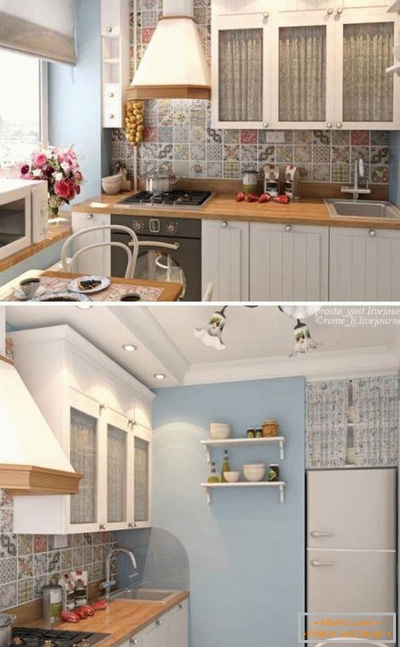 Provence-Stil im Design einer kleinen Küche 6 Quadratmeter Foto