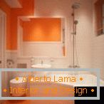 Badezimmer mit orange-weißem Interieur