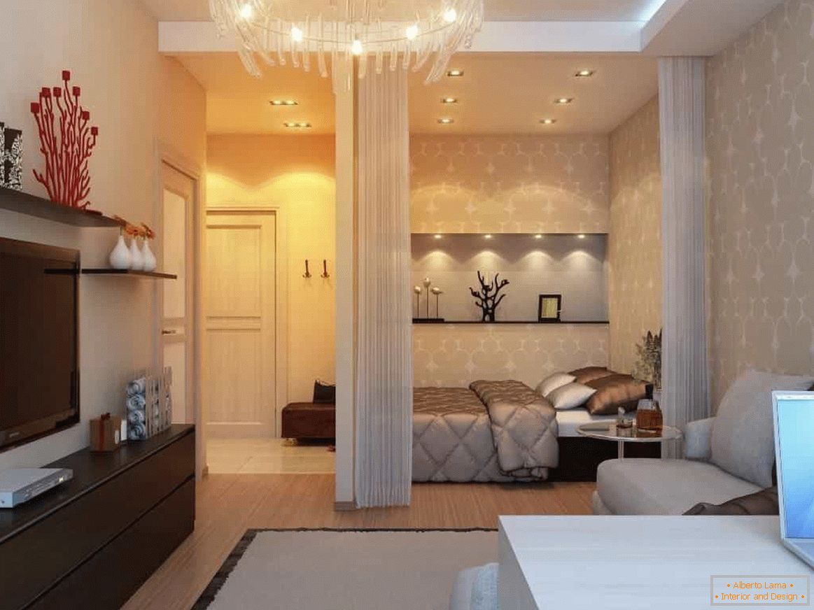 Design eines Apartments mit einem Schlafzimmer mit einem Schlafzimmer