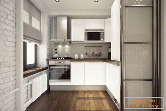 Kleine Küche im Design einer Zweizimmerwohnung von 45 qm