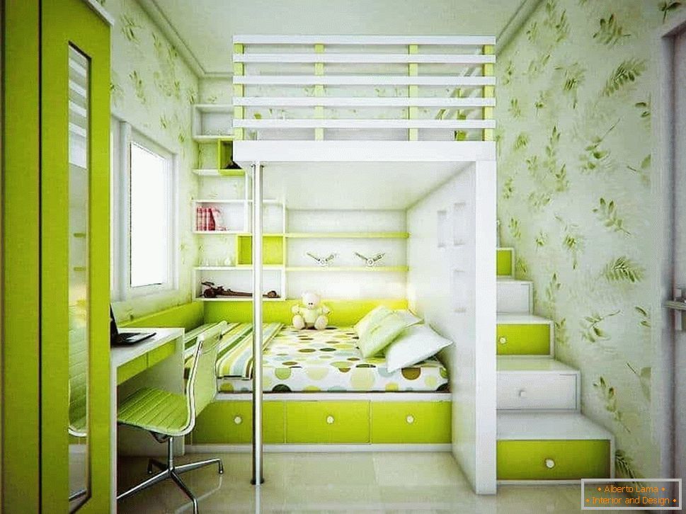 Schlafplatz für Eltern mit einem Kind in einer Einzimmerwohnung
